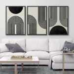 Black Mid-Century Modern Contemporary Pictures Boho Home Decor - Framed Canvas Print Wall Art Work - Image 6