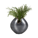 Black Modern Glam Metal Vase with Sculptural Rim Detailing - 10.5" Tall Decorative Accent for Home or Office - Image 5