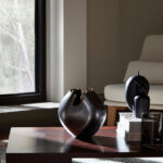 Black Modern Glam Metal Vase with Sculptural Rim Detailing - 10.5" Tall Decorative Accent for Home or Office - Image 7