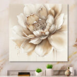 Blooming Beige Floral Design III - Floral Wall Art Botanical Canvas Wall Art Print