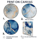 Blue And Gold Marble Clouds III - Abstract Canvas Wall Art - Image 5