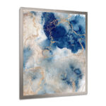 Blue And Gold Marble Clouds III - Abstract Canvas Wall Art - Image 2