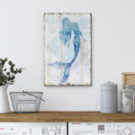 Blue Mermaid On Wood Effect Panel Nautical Coastal Beach Bathroom Decor Canvas Prints Wall Art - Image 4