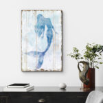 Blue Mermaid On Wood Effect Panel Nautical Coastal Beach Bathroom Decor Canvas Prints Wall Art - Image 6