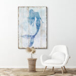 Blue Mermaid On Wood Effect Panel Nautical Coastal Beach Bathroom Decor Canvas Prints Wall Art - Image 7