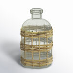 Bottle, Glass & Rattan - Medium