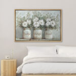 Bottled Plant Thankful Grateful Blessed Inspirational Green Floral Rustic Mason Jar Large Canvas Print Wall Art - Image 5