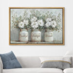 Bottled Plant Thankful Grateful Blessed Inspirational Green Floral Rustic Mason Jar Large Canvas Print Wall Art - Image 6