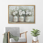 Bottled Plant Thankful Grateful Blessed Inspirational Green Floral Rustic Mason Jar Large Canvas Print Wall Art - Image 7