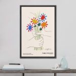 Bouquet of Peace (Flower Bouquet With Hands) Pablo Picasso Floral- Framed Canvas Print Wall Art Work - Image 5