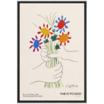 Bouquet of Peace (Flower Bouquet With Hands) Pablo Picasso Floral- Framed Canvas Print Wall Art Work - Image 6