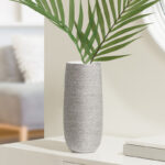 Brava 11" Metallic Silver Textured Ceramic Table Vase - Image 3