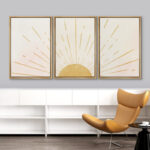 Bright Light Yellow Sun Shine Modern Minimalist Canvas Wall Art Neutral Print Set 3 Pieces Decor - Image 5