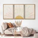 Bright Light Yellow Sun Shine Modern Minimalist Canvas Wall Art Neutral Print Set 3 Pieces Decor - Image 7