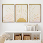 Bright Light Yellow Sun Shine Modern Minimalist Canvas Wall Art Neutral Print Set 3 Pieces Decor