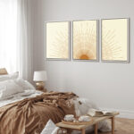 Bright Mid-Century Modern Orange Minimal Sun ShineArt Boho Decor Framed Canvas 3 Pieces Print Set - Image 4