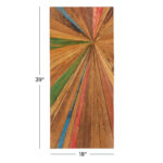 Brown Teak Wood Handmade Radial Starburst Wall Decor 39" x 1" x 18" - Image 4