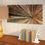 Brown Teak Wood Handmade Radial Starburst Wall Decor 39" x 1" x 18"