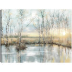Calm Reflections by Studio Arts Meadow Birch Trees Canvas Art Print - Image 2