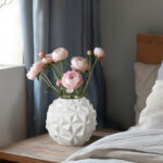 Carneal 6" White Geometric Ball Ceramic Table Vase - Image 7