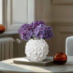 Carneal 6" White Geometric Ball Ceramic Table Vase - Image 8