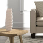 Carved Glass Home Decor Vase - Tall Modern Flower Vase With Ribbed Silhouette - Statement Vases For Floral Arrangements Accent - Ivory - Image 2