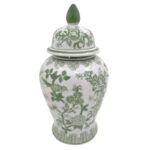 Ceramic Chinoiserie Ginger Jar Decorative Lidded Vessel in Classic Oriental Style