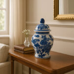 Ceramic Chinoiserie Ginger Jar with Lid