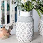 Ceramic Decorative Vase with Diamond Pattern