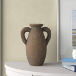Ceramic Handmade Textured Decorative Vase with Two Wide Handles - Image 2