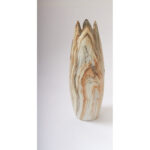 Ceramic Marbled Decorative Vase with Angled Edge Opening and Rust Accents - Image 5