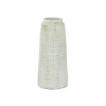 Ceramic Textured Crosshatch Decorative White Vase - Image 2