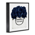 Chic Navy Blue Roses In Glam Fashion Bag XXL Stretched Canvas Wall Art By Amanda Greenwood - Image 2