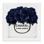 Chic Navy Blue Roses In Glam Fashion Bag XXL Stretched Canvas Wall Art By Amanda Greenwood