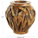 Chimaihe Teak Wood Handmade Live Edge Tree Branch Pot Decorative Brown Vase - Image 5