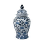 Chinoiserie Blue Ceramic Ginger Jar with Lid - 18" Decorative Stoneware Vase for Home & Office - Image 6