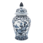 Chinoiserie Blue Ceramic Ginger Jar with Lid - 18" Decorative Stoneware Vase for Home & Office - Image 7