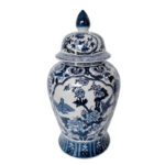 Chinoiserie Blue Ceramic Ginger Jar with Lid - 18" Decorative Stoneware Vase for Home & Office - Image 8
