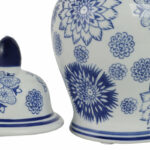 Chinoiserie Ceramic Ginger Jar - 10" Blue and White Decorative Stoneware Canister with Lid - Traditional Floral Design for Home, Office, or Living Room Decor - Image 3