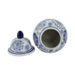 Chinoiserie Ceramic Ginger Jar - 10" Blue and White Decorative Stoneware Canister with Lid - Traditional Floral Design for Home, Office, or Living Room Decor - Image 6