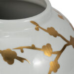 Chinoiserie Jar Stoneware Ceramic Cherry Blossom Pattern Glossy Traditional Style for Home Office Bedroom Living Room Decor - 14" White - Image 3