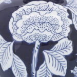 Chinoiserie Vase Stoneware Ceramic Floral Detailing 9" Blue and White for Home Office Bedroom Living Room Decor - Image 3