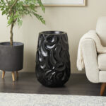 Ciannah White Resin Large Wavy Textured Floor Decorative Vase - Image 2