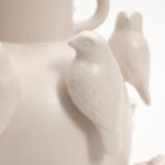 Classic White Ceramic Modern Birds 14.4-Inch Tall Vase - Image 5