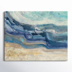 Coast Blue Sea Waves Watercolor - Painting Print on Canvas - Image 2