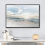 Coastal Beach Sunrise on The Beachy Scene Seagull Coastal Modern Large Canvas Print Wall Art Bedroom Decoration