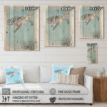 Coastal Sea Life I Turtle Sketches Print on Natural Wood - Image 3