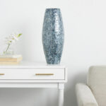 Corneisha Blue Mother of Pearl Shell Handmade Mosaic Inspired Decorative Blue Vase - Image 2