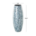 Corneisha Blue Mother of Pearl Shell Handmade Mosaic Inspired Decorative Blue Vase - Image 5