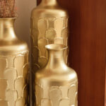 Cory-Lee Handcrafted Metal Floor Vase with Golden Scales, Large Flower Vase(Set Of 3) - Image 3